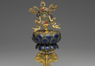 图片[2]-Gilt bronze altar piece with auspicious emblem-Dharma Wheel, Qing dynasty (1644-1911)-China Archive